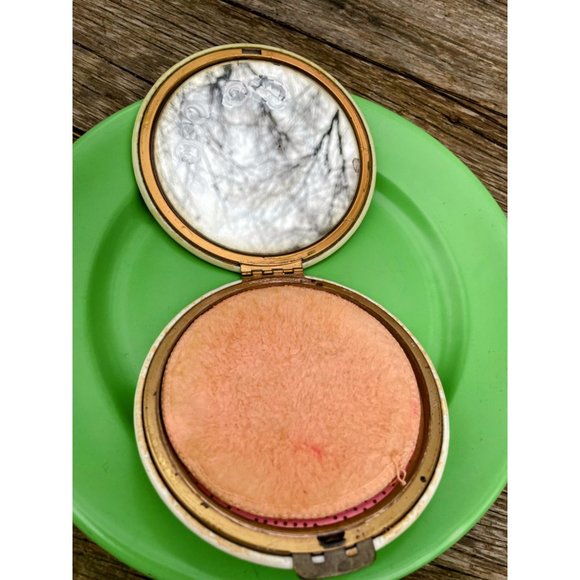 VIntage 1960s Rex 5th Ave. XL Compact Face Powder Floral Pansy - Picture 8 of 11